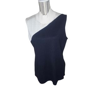 Calvin Klein women's black, cream sleeveless mock neck knit sweater size XL